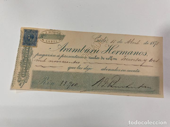 Documentos bancarios: PAGAR&Eacute; DE ARAMBURU HERMANOS. 1878. - Foto 1