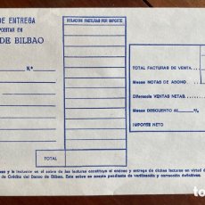 Documentos bancarios: SOBRE DE ENTREGA BANCO DE BILBAO. AÑOS 80. Lote 363195660