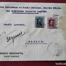 Documentos bancarios: FRONTAL VALORES DECLARADOS 1926 BANCO MERCANTIL SANTANDER. Lote 364016351