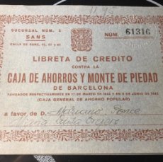 Documentos bancarios: ANTIGÜA LIBRETA DE AHORRO . CAJA DE AHORROS Y MONTE DE PIEDAD DE BARCELONA , AÑO : 1.957