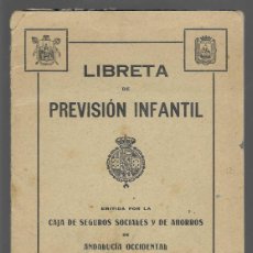 Documentos bancarios: SEVILLA.- LIBRETA DE PREVENCION INFANTIL- AÑO 1924.- COMPLETO- CON TALONARIO DE IMPOSICIONES- VER FO