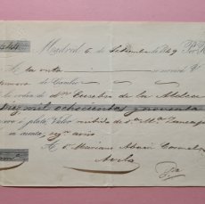 Documentos bancarios: LETRA DE CAMBIO SIGLO XIX - MADRID 6 SEPTIEMBRE 1849 - GRABADO EN MARGEN IZQUIERDO. Lote 376285594