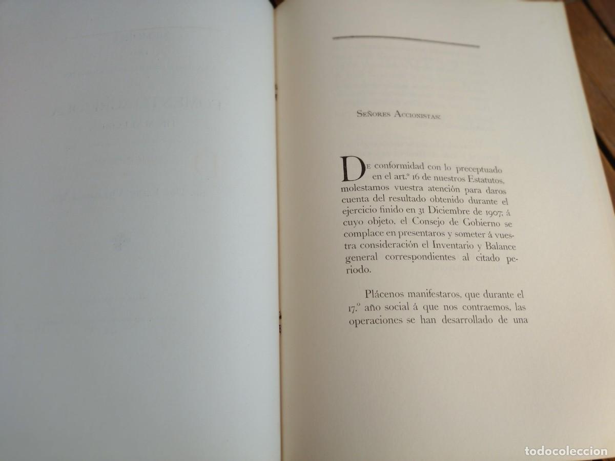 Documentos bancarios: MEMORIA DEL FOMENTO AGR&Iacute;COLA DE MALLORCA. 1908 - Foto 3