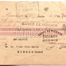 Documentos bancarios: LETRA DE CAMBIO FÁBRICA COMPAÑÍA DE HILATURAS FABRA Y COATS. BILBAO AÑO 1932. Lote 60923963