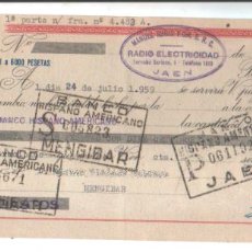 Documentos bancarios: LETRA DE CAMBIO CON TIMBRE FISCAL ESPECIAL MOVIL PARA MEDICAMENTOS - AÑO 1959. Lote 383192529