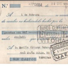 Documentos bancarios: LETRA DE CAMBIO DIPUTACIÓN DE ALAVA, CON TIMBRE FISCAL DE LA DIPUTACIÓN DE ALAVA - AÑO 1959. Lote 383192754