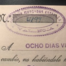 Documentos bancarios: LETRA CAMBIO 1935 VALENCIA DE JOAQUIN MURGADAS ESTELLES PERFECTO ESTADO Nº 38