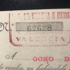 Documentos bancarios: LETRA DE CAMBIO 1935 VALENCIA VDA DE VILLENA E HIJOS Nº39