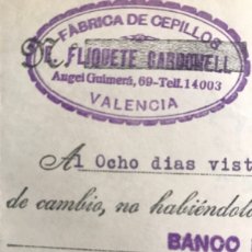 Documentos bancarios: LETRA DE CAMBIO 1935 VALENCIA FABRICA CEPILLOS FLIQUETE CARBONELL Nº41