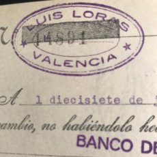 Documentos bancarios: LETRA DE CAMBIO 1935 VALENCIA LUIS LORAS Nº42