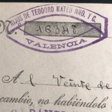 Documentos bancarios: LETRA DE CAMBIO 1935 VALENCIA HIJOS DE TEODORO MATEO HNO Y CIA Nº45