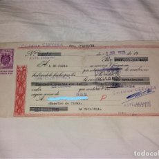 Documentos bancarios: PAPEL ANTIGUO. PRIMERA DE CAMBIO CERÁMICA CERVERA (LA CANALOSA, ALICANTE). Lote 386379569