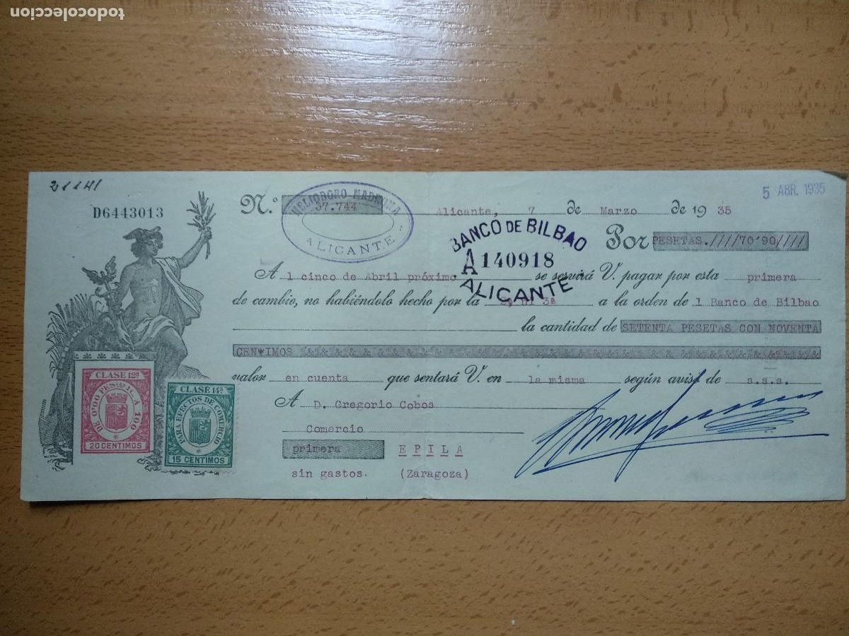 Letra De Cambio Española letra cambio año 1935 republica española sellos - Compra venta en  todocoleccion