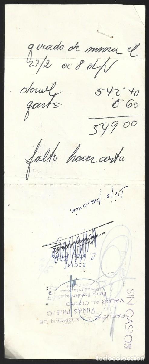 Documentos bancarios: 1 antiguo recibo banco a&ntilde;o 1961 - Foto 2