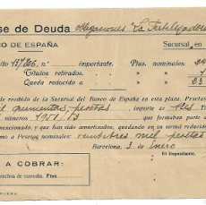 Documentos bancarios: M150- BANCO DE ESPAÑA DE BARCELONA -VENTA DE OBLIGACIONES DE Dª AMELIA GUILLERD EL 3 - 1-1.943. Lote 400967139