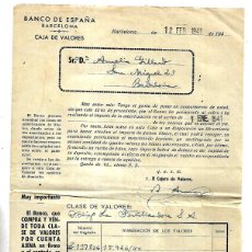 Documentos bancarios: M150- BANCO DE ESPAÑA DE BARCELONA - DE OBLIGACIONES DE Dª AMELIA GUILLARD EL 12 - 2-1.941. Lote 400970119