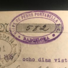 Documentos bancarios: HIJOS DE PEDRO PORTABELLA LETRA CAMBIO 1935 BARCELONA Nº56