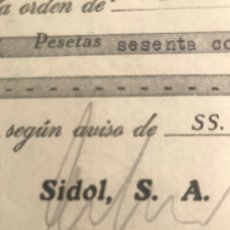 Documentos bancarios: SIDOL S.A. LETRA CAMBIO 1935 BARCELONA Nº58 ESCASA BIEN CONSERVADA