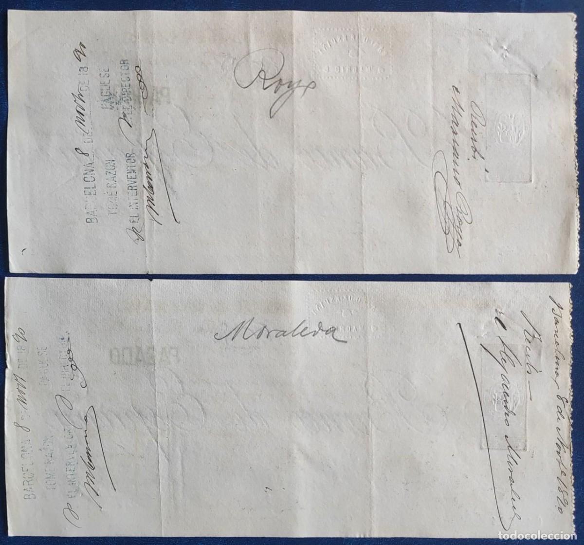Documentos bancarios: Pareja de letras de cambio de 1890 con n&uacute;meros correlativos - Foto 2