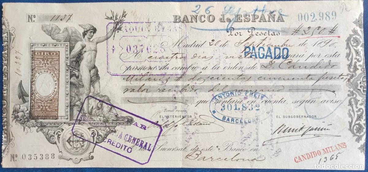 Documentos bancarios: Letra de cambio de 1890. - Foto 1