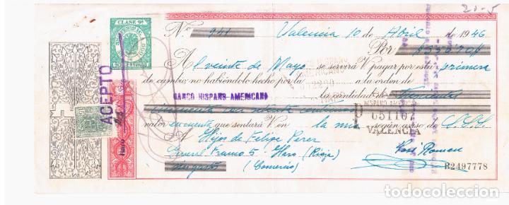 Documentos bancarios: LETRA CAMBIO 1946 CLASE 9A VALENCIA HARO - Foto 1