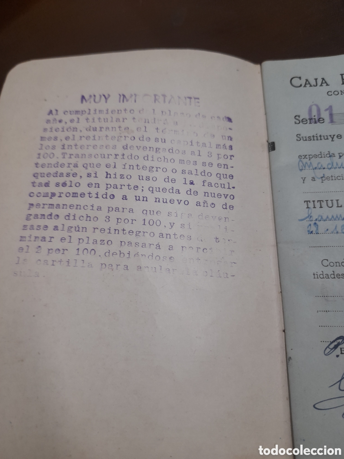 Documentos bancarios: Cartilla, Caja Postal de Ahorros de 1948 - Foto 3
