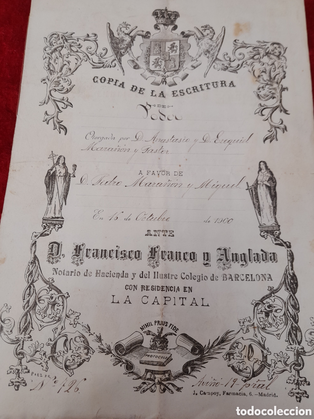 Documentos bancarios: PR-2722. COPIA DE LA ESCRITURA DE PODER. 1900 - Foto 2