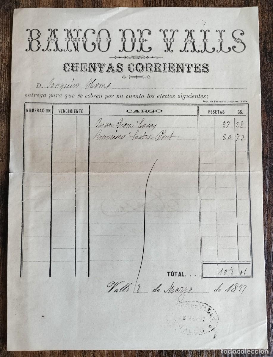 Documentos bancarios: Banco Valls - Valls 1897 - Foto 1