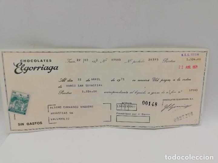 Documentos bancarios: PAGAR&Eacute;. CHOCOLATES ELGORRIAGA. IRUN, 1971. VER. - Foto 1