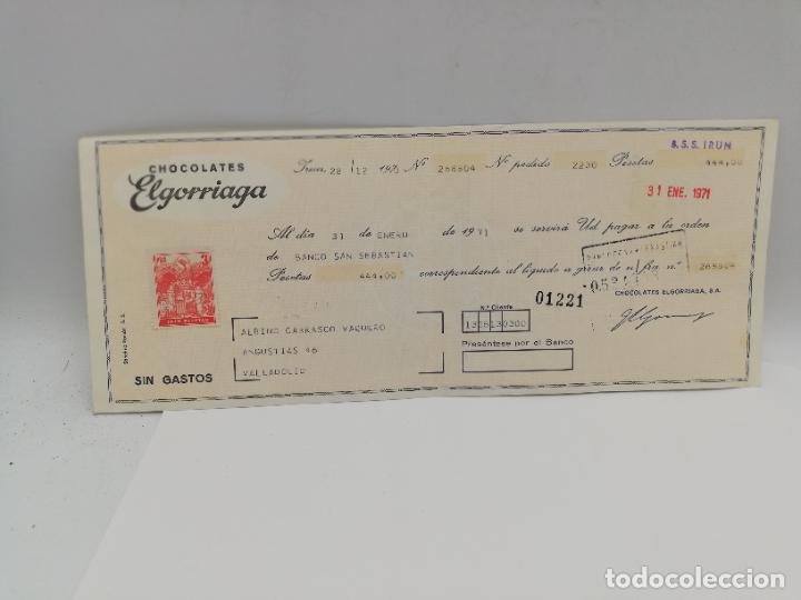 Documentos bancarios: PAGAR&Eacute;. CHOCOLATES ELGORRIAGA. IRUN, 1970. VER. - Foto 1