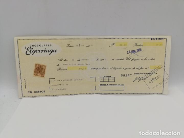 Documentos bancarios: PAGAR&Eacute;. CHOCOLATES ELGORRIAGA. IRUN, 1969. VER. - Foto 1