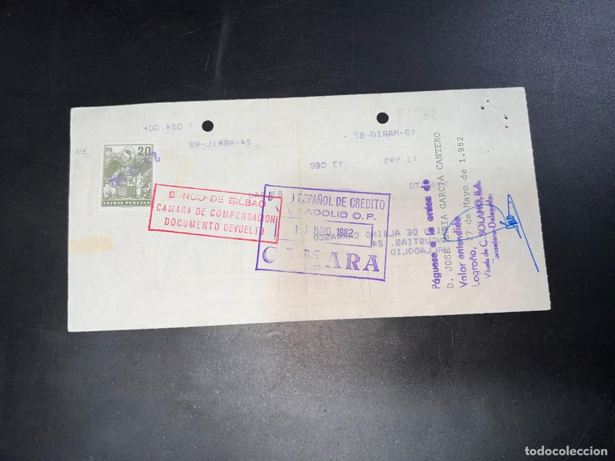 Documentos bancarios: LETRA DE CAMBIO. SOLANO. VDA DE C. SOLANO, S.A. LOGRO&Ntilde;O, 1982 - Foto 2