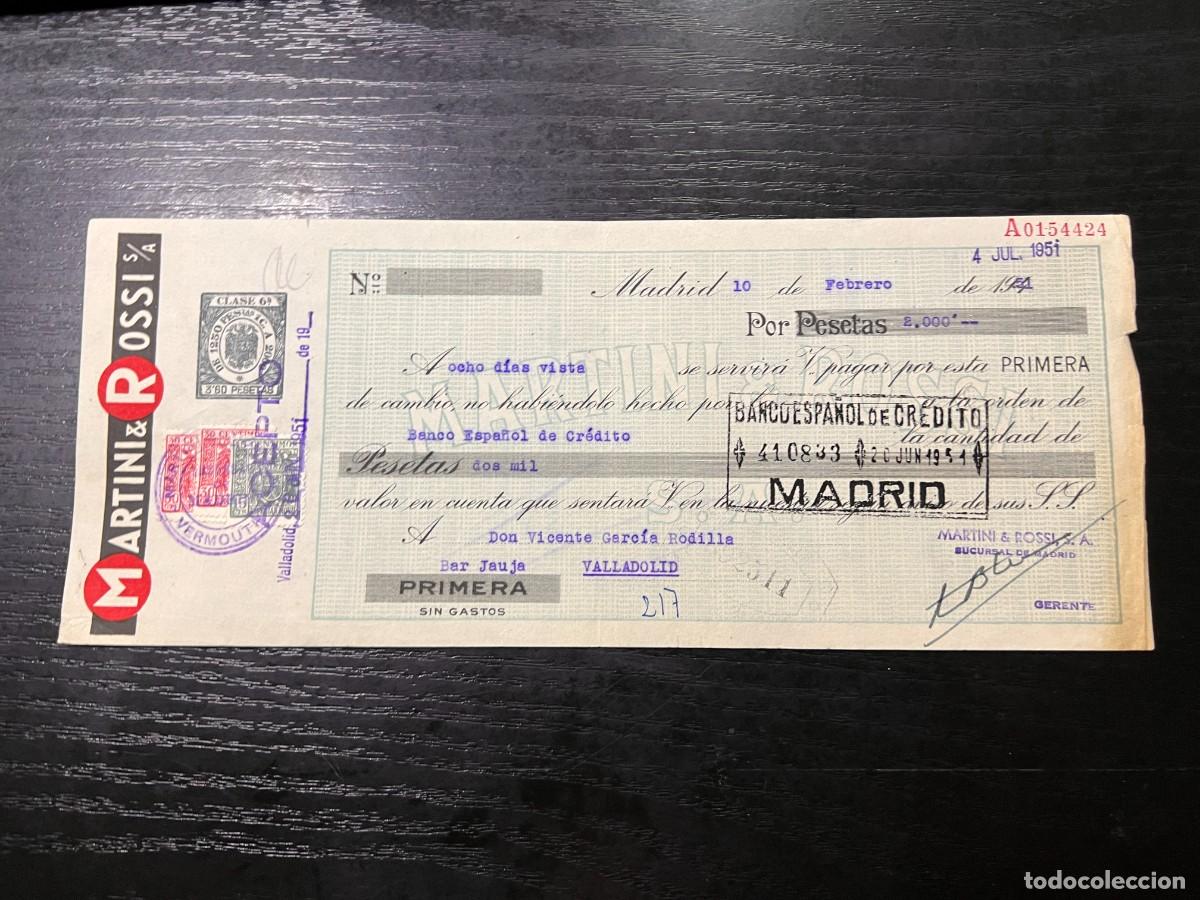 Documentos bancarios: LETRA DE CAMBIO. MARTINI & ROSSI S.A. MADRID, 1951 - Foto 1