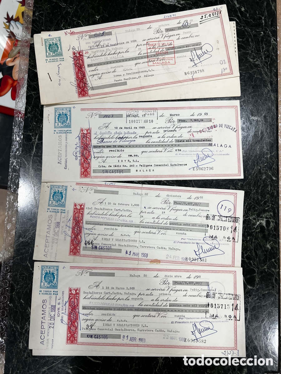 Documentos bancarios: 5 LETRAS DE CAMBIO A&Ntilde;OS 60 - Foto 1