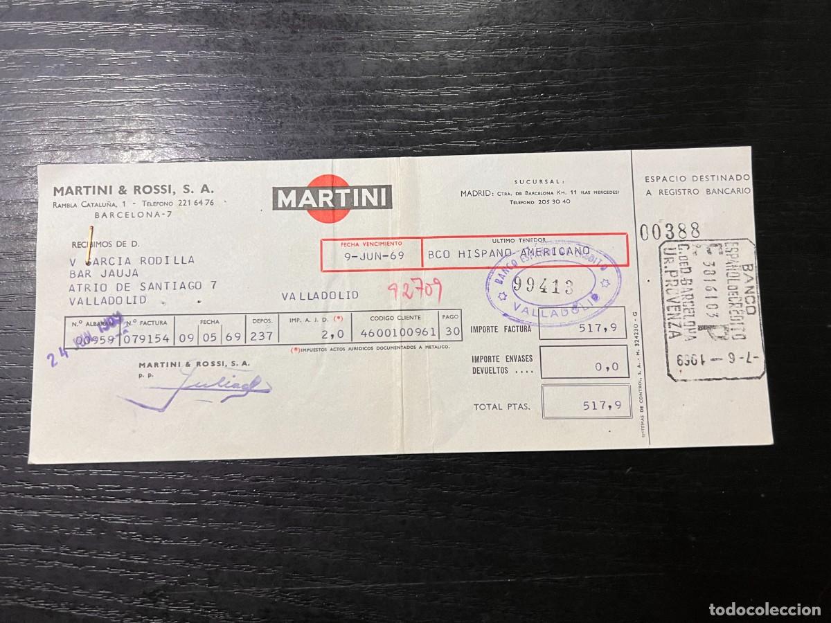 Documentos bancarios: RECIB&Iacute;. MARTINI & ROSSI, S.A. BARCELONA, 1969 - Foto 1
