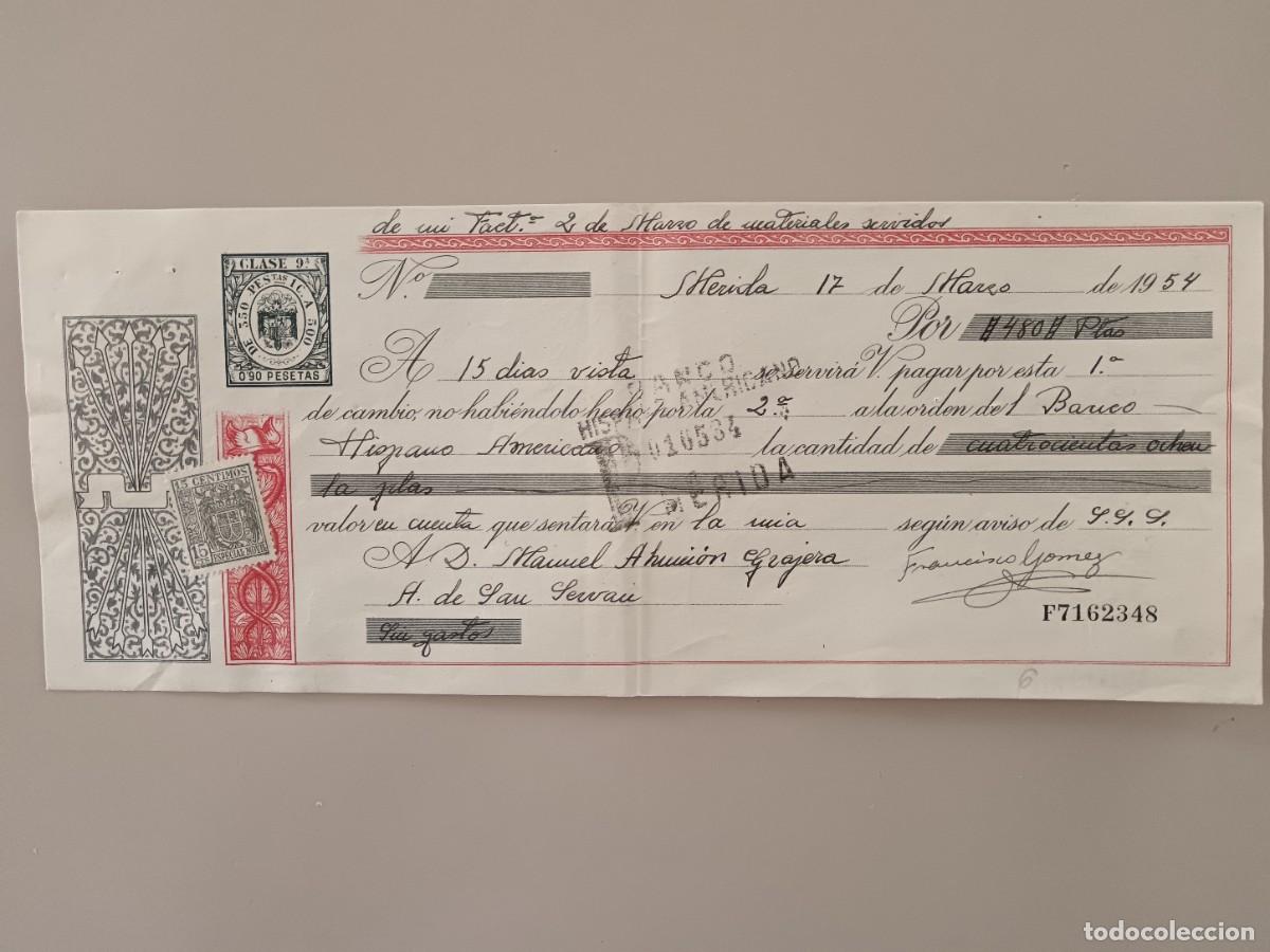 Documentos bancarios: LETRA DE CAMBIO CON SELLO - A&ntilde;o 1954 - Foto 1