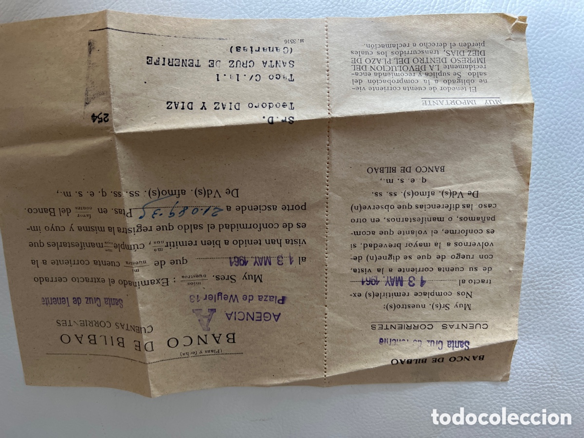 Documentos bancarios: Extracto bancario saldo BBVA 1961 - Foto 1
