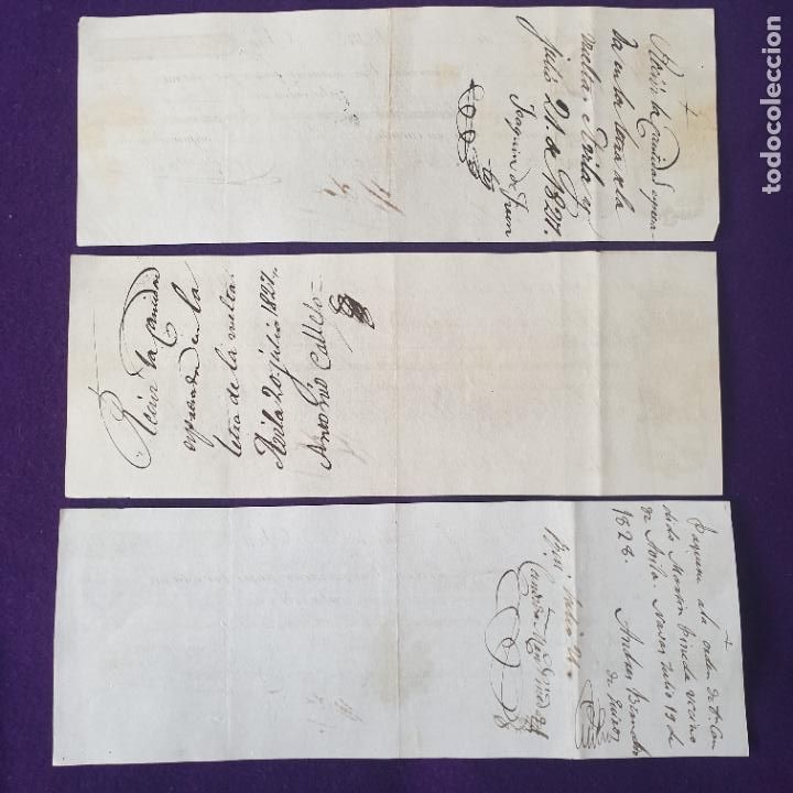Documentos bancarios: 6 LETRAS DE CAMBIO ORIGINALES DE MADRID Y AVILA DE LOS A&Ntilde;OS 1827-1828-1837-1838 Y 1840.