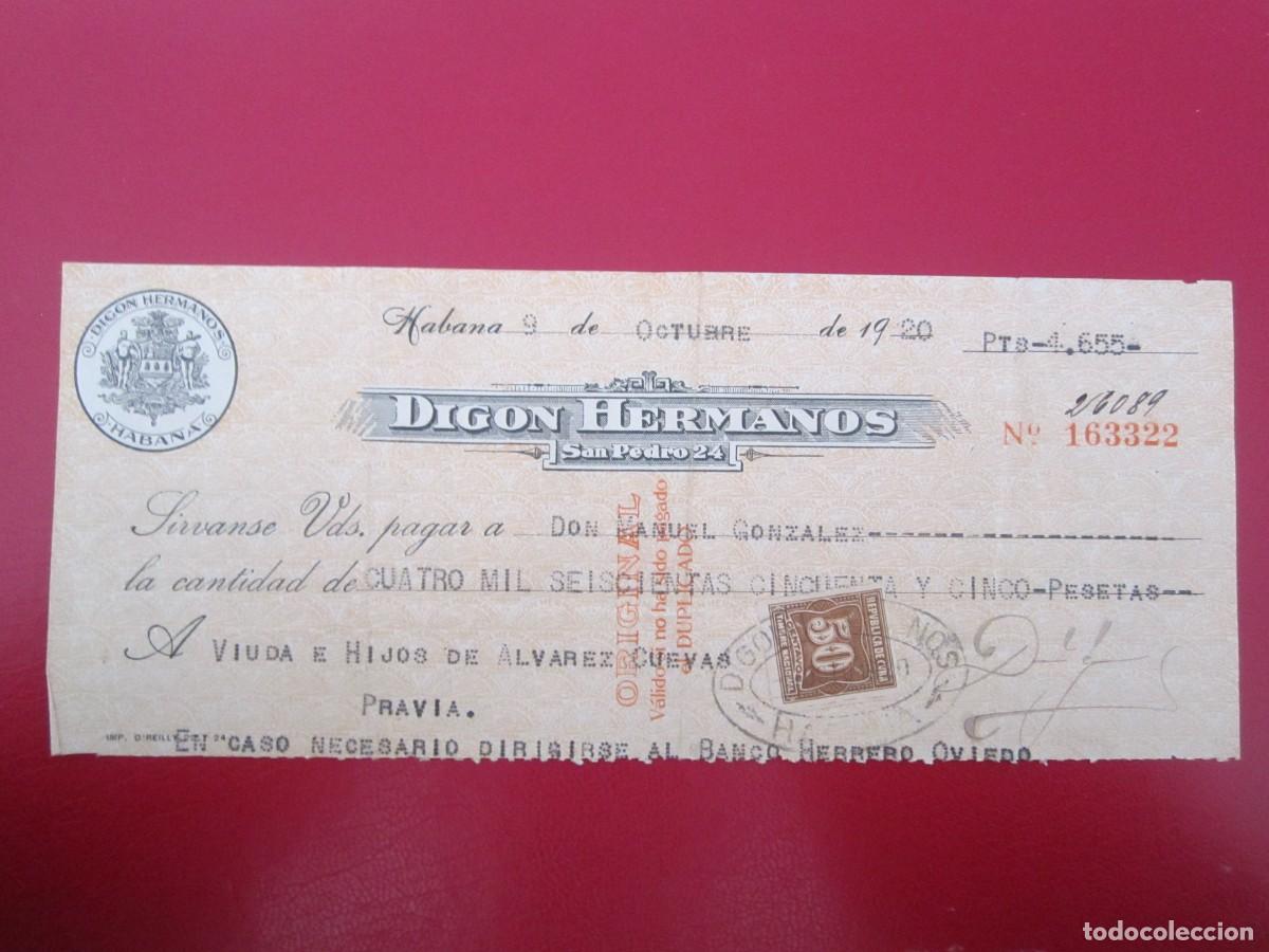 Documentos bancarios: LETRA DE CAMBIO DE CUBA 4655 PESETAS 1920 - Foto 1