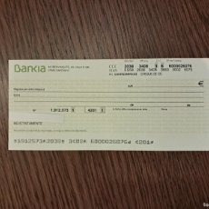 Documentos bancarios: CHEQUE, TALÓN BANCARIO, BANKIA.
