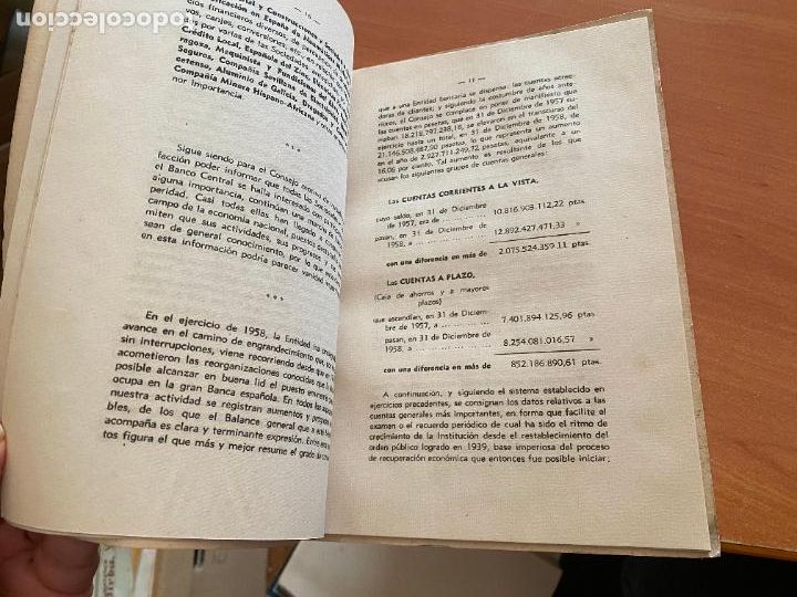 Documentos bancarios: BANCO CENTRAL MADRID MEMORIA EJERCICIO 1958 (COB105) - Foto 3