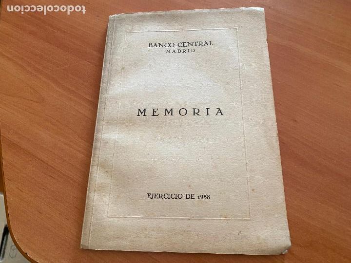 Documentos bancarios: BANCO CENTRAL MADRID MEMORIA EJERCICIO 1958 (COB105) - Foto 1