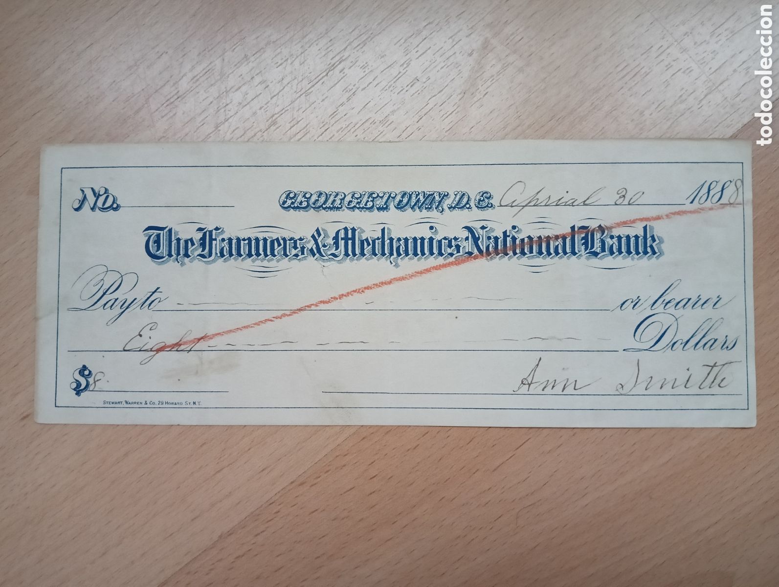 Documentos bancarios: Estados Unidos. Georgetown. A&ntilde;o 1888. - Foto 1