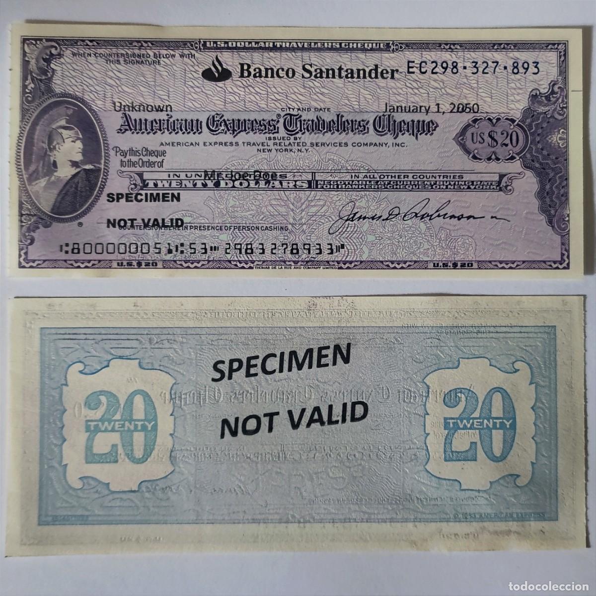 Documentos bancarios: TRAVELLERS CHEQUE $ - AMERICAN EXPRESS- BCO. SANTANDER - Foto 1