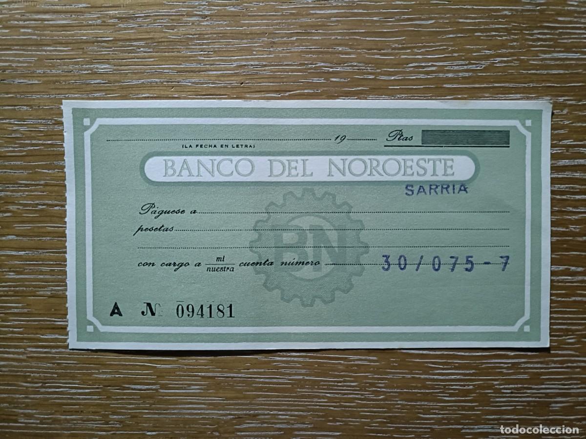 Documentos bancarios: TAL&Oacute;N CHEQUE BANCARIO - BANCO DEL NOROESTE - Foto 1