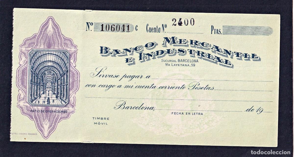 Documentos bancarios: Banco Mercantil e Industrial,Cheque sin emitir - Foto 1