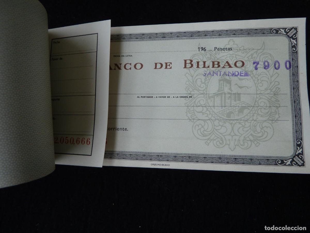 Documentos bancarios: ANTIGUO TALONARIO DE CHEQUES -BANCO DE BILBAO-1966 - Foto 3