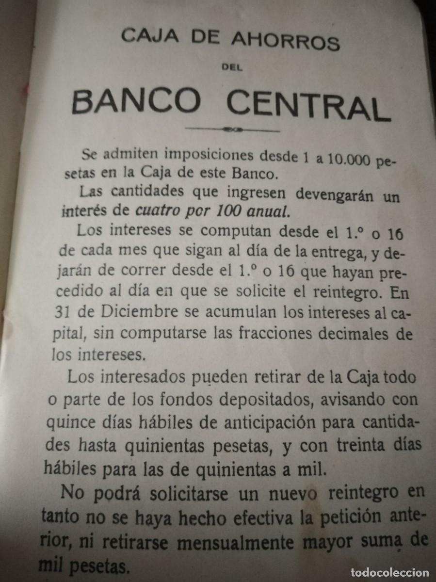 Documentos bancarios: Libreta del Banco Central, Don Benito a&ntilde;o 1931. - Foto 3