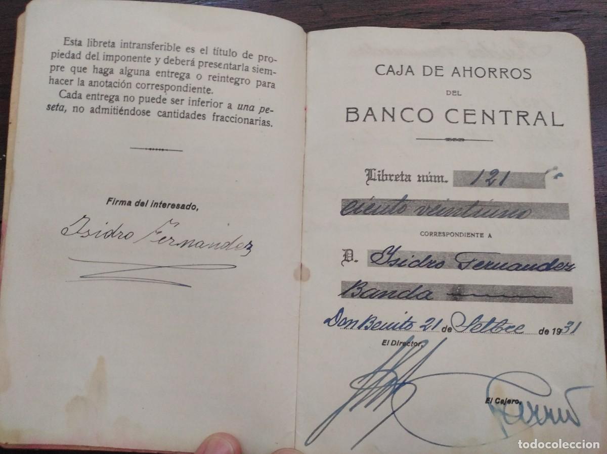 Documentos bancarios: Libreta del Banco Central, Don Benito a&ntilde;o 1931. - Foto 4