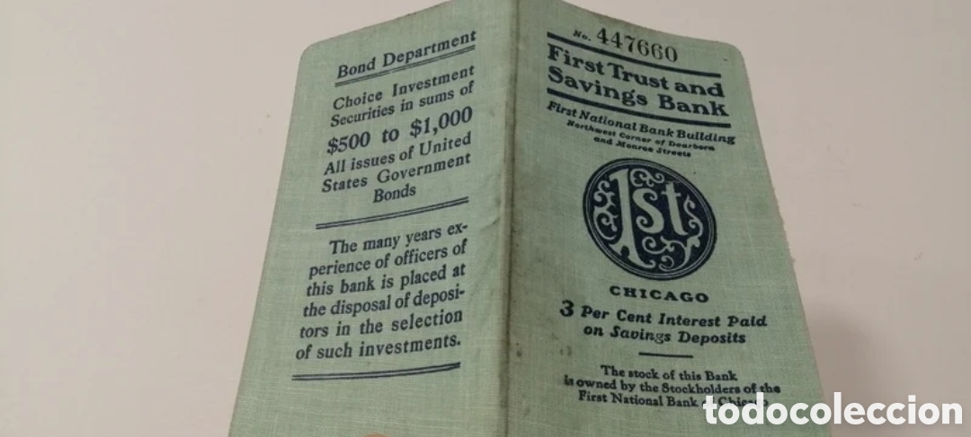 Documentos bancarios: 1923 First Trust Savings Bank Libreta de ahorros - Foto 4